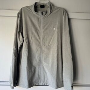 Performance Apparel Beige Gray Full Zip Lightweight Golf Windbreaker Jacket L
